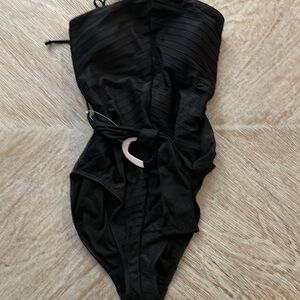 Black halter bathing suit